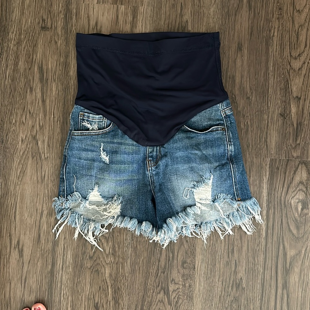 Pink blush maternity shorts